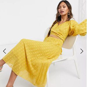 ASOS tie wrap pleated midi dress NWOT